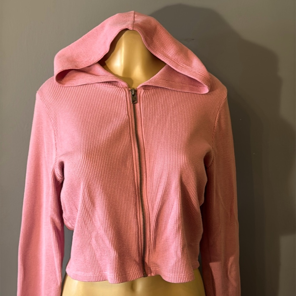 Hollister Pink Must Have Collection Cropped Hoodie Zippered Top